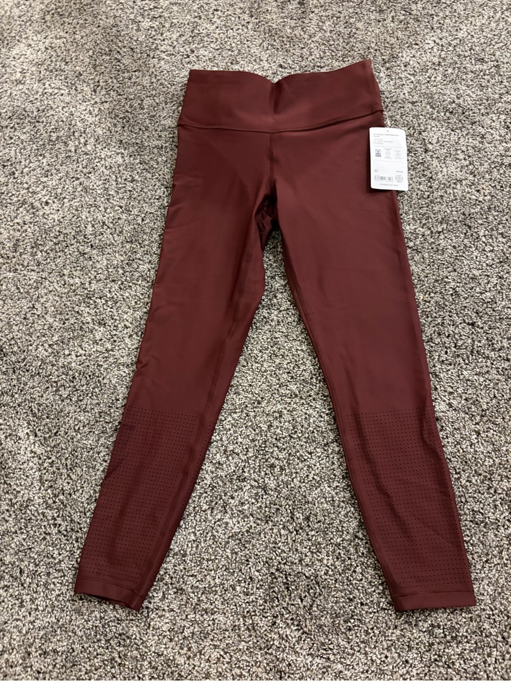 Athleta Maroon High-Rise Perforated Leggings
